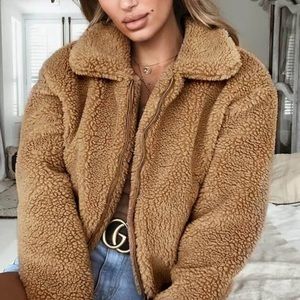 Fluffy brown crop top